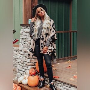 Up the Mountain Leopard Cardigan/Shrug/Poncho One Size